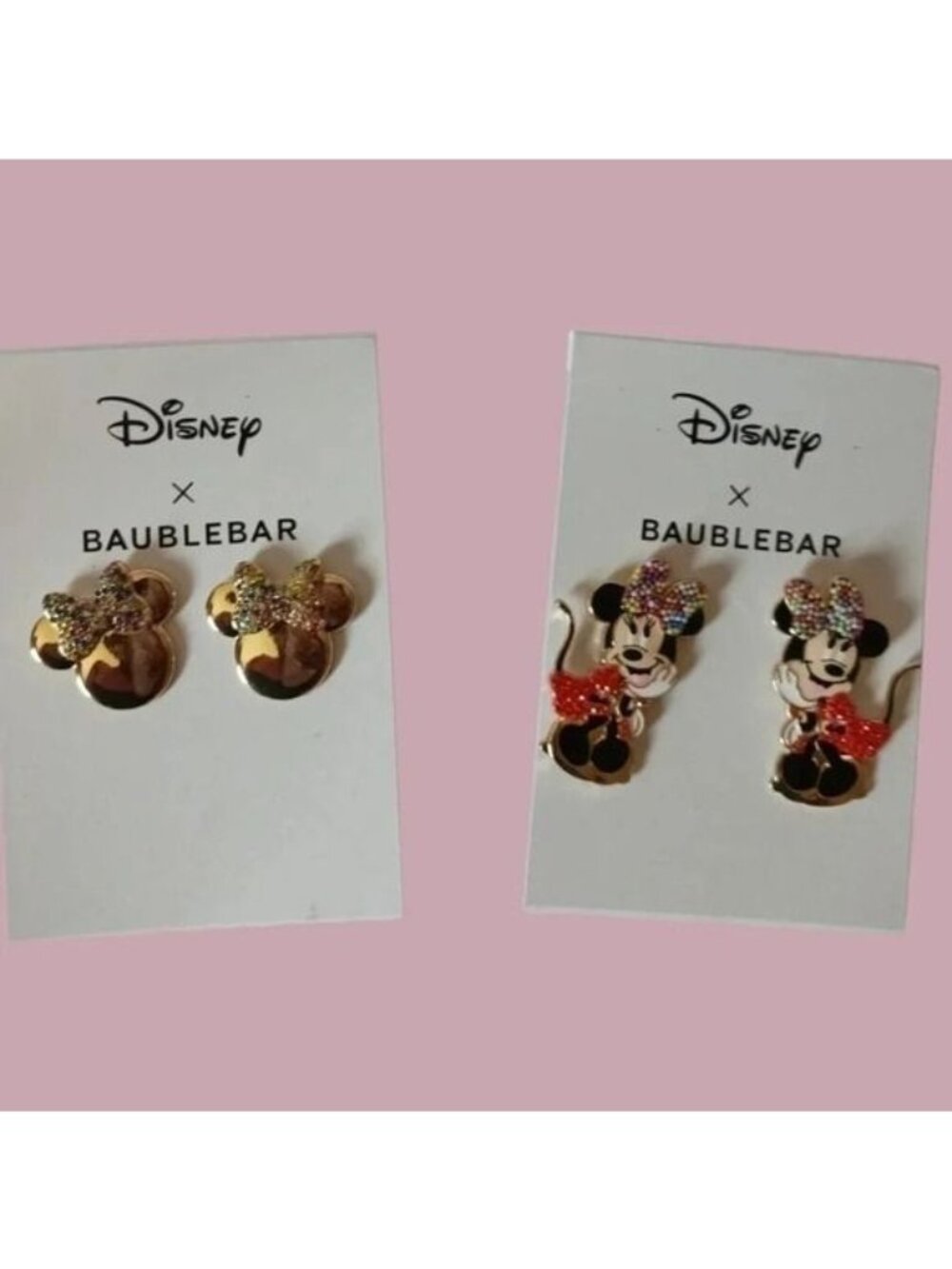Disney BaubleBar Minnie Mouse & Head  stud earrings Gold/Multicolor - Picture 1 of 4